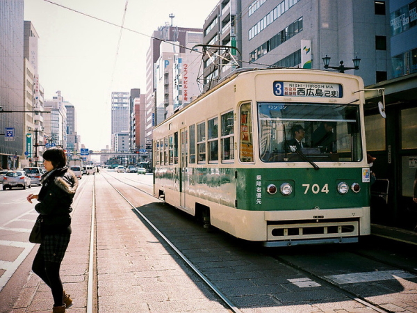 Hiroshima tram on city street